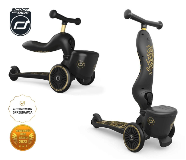 Scoot & Ride Highwaykick 1 Lifestyle Jeździk i hulajnoga 2w1 Black & Gold - 1040358 - zdjęcie 2